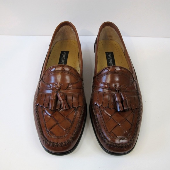 Giorgio‎ Brutini Le Glove Brown Leather Woven Tassel Loafers Men's Size 12D - Picture 2 of 11